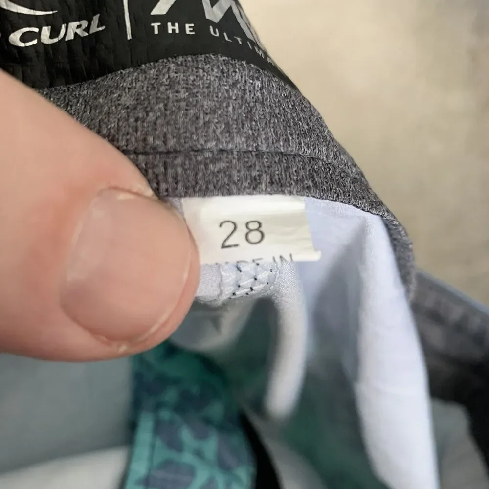 RIP CURL Mirage Boardshorts Men Size 28 Blue Green Pineapple Logo Drawstring